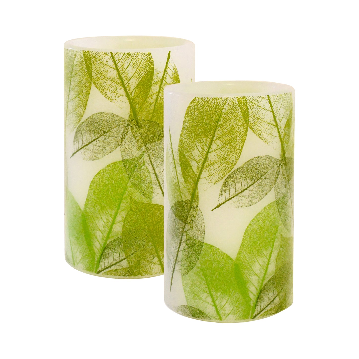 Battery Operated LED Wax Candles,  Lace Leaf - Set of 2
