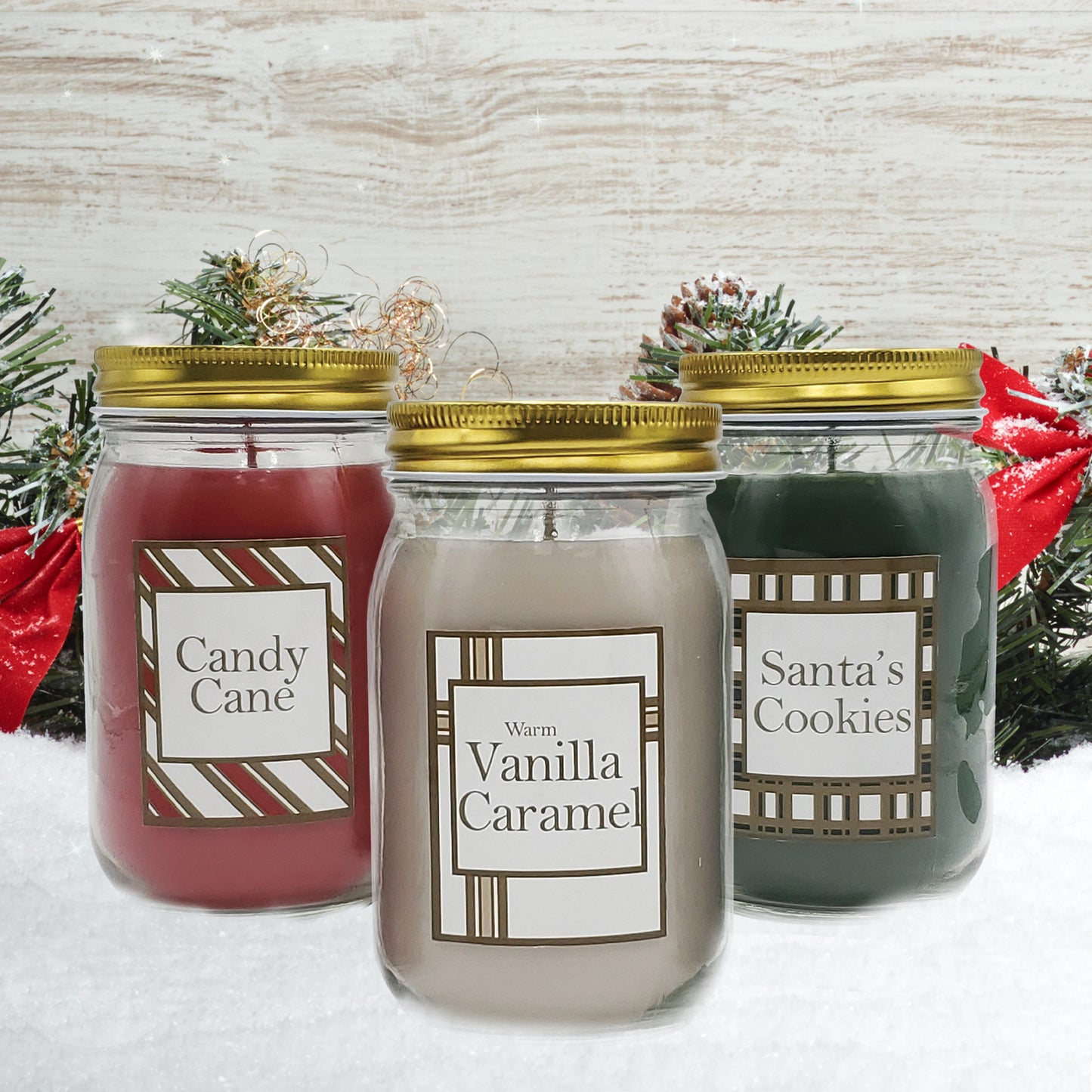 LumaBase Scented Wax Candles, Holiday Sweets Collection - Set of 3