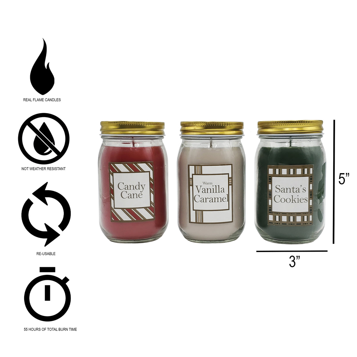 Scented Wax Candles, Holiday Sweets Collection - Set of 3