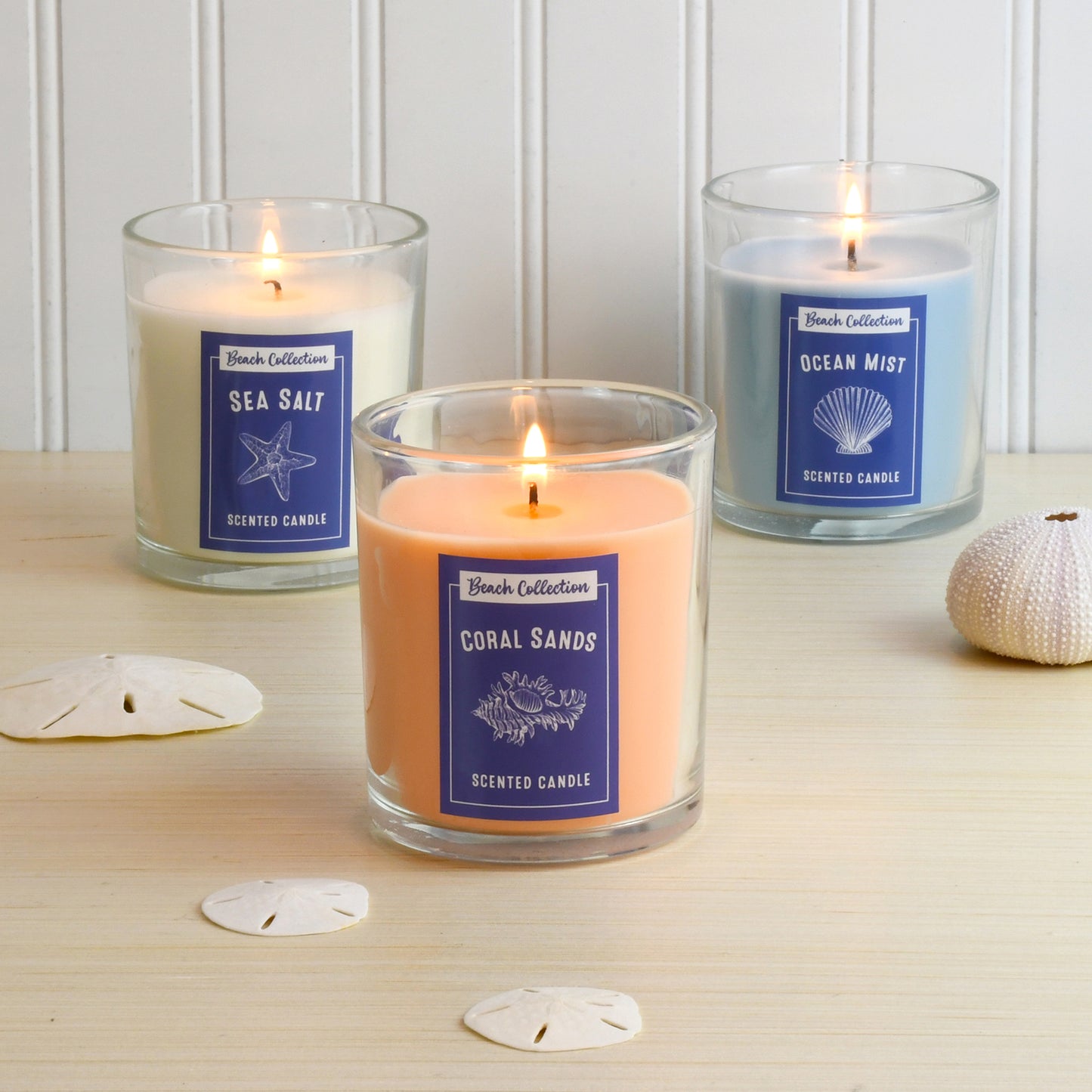 Scented Wax Candles, Beach Collection - Set of 3