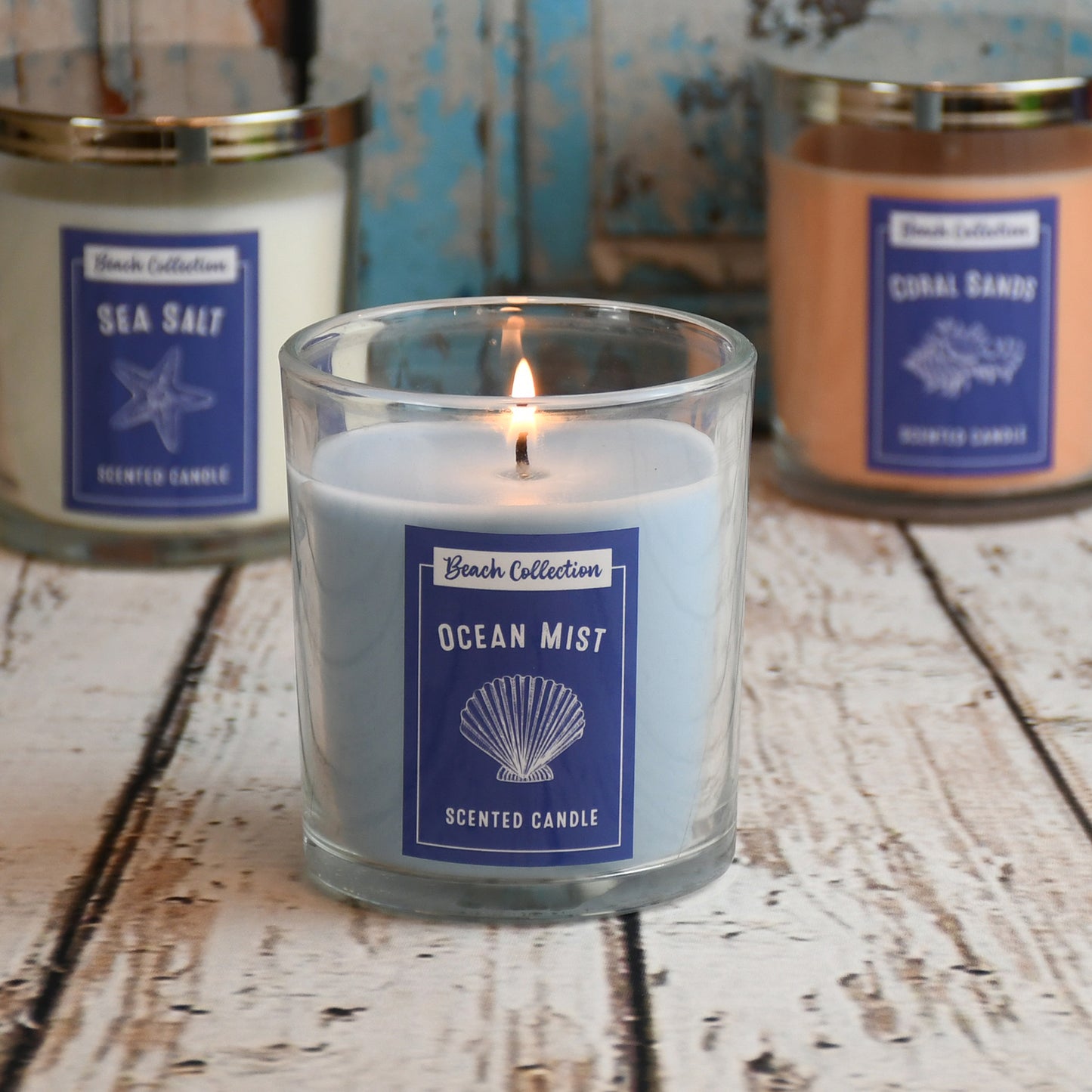 Scented Wax Candles, Beach Collection - Set of 3