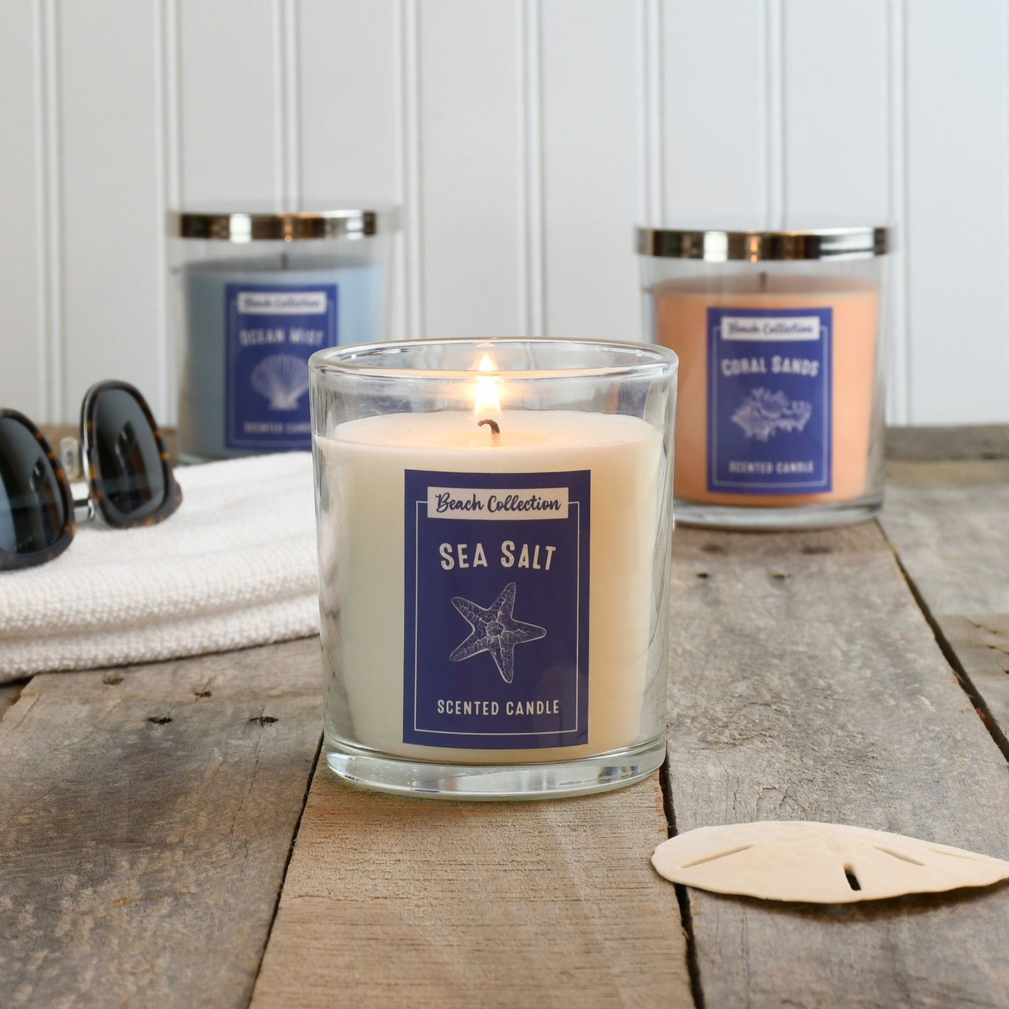 Scented Wax Candles, Beach Collection - Set of 3