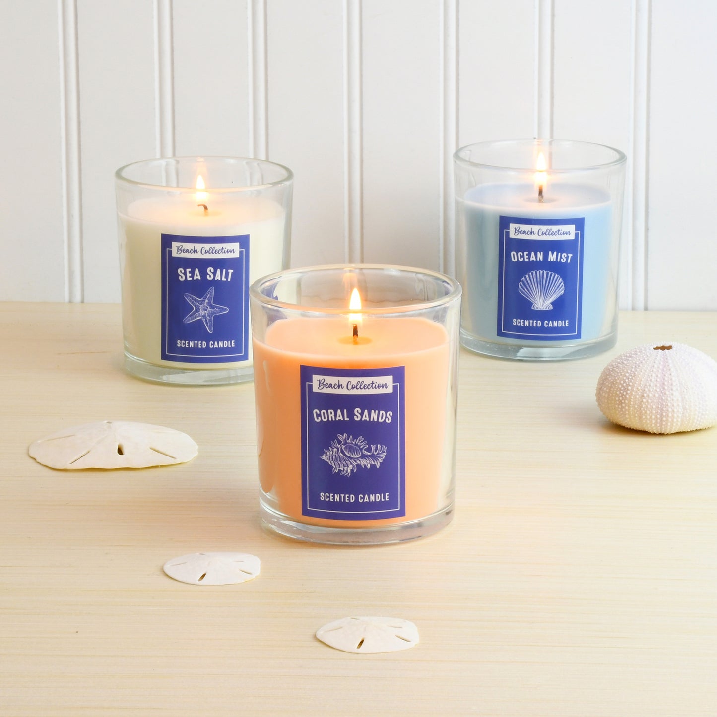 Scented Wax Candles, Beach Collection - Set of 3