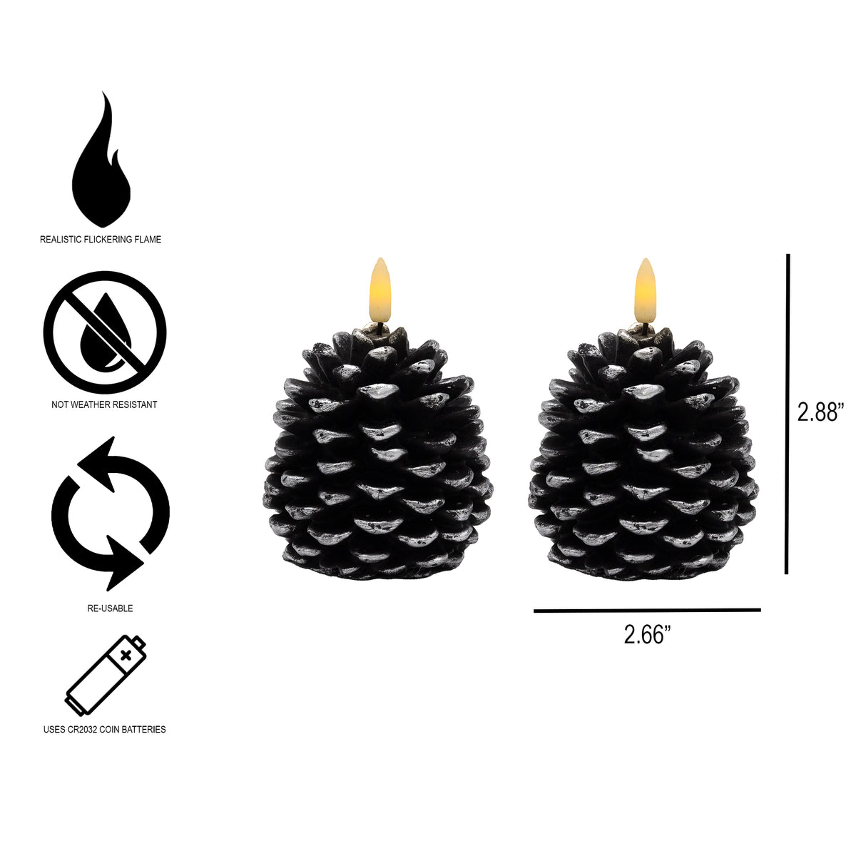 Battery-Operated Pinecone Candles - Set of 2