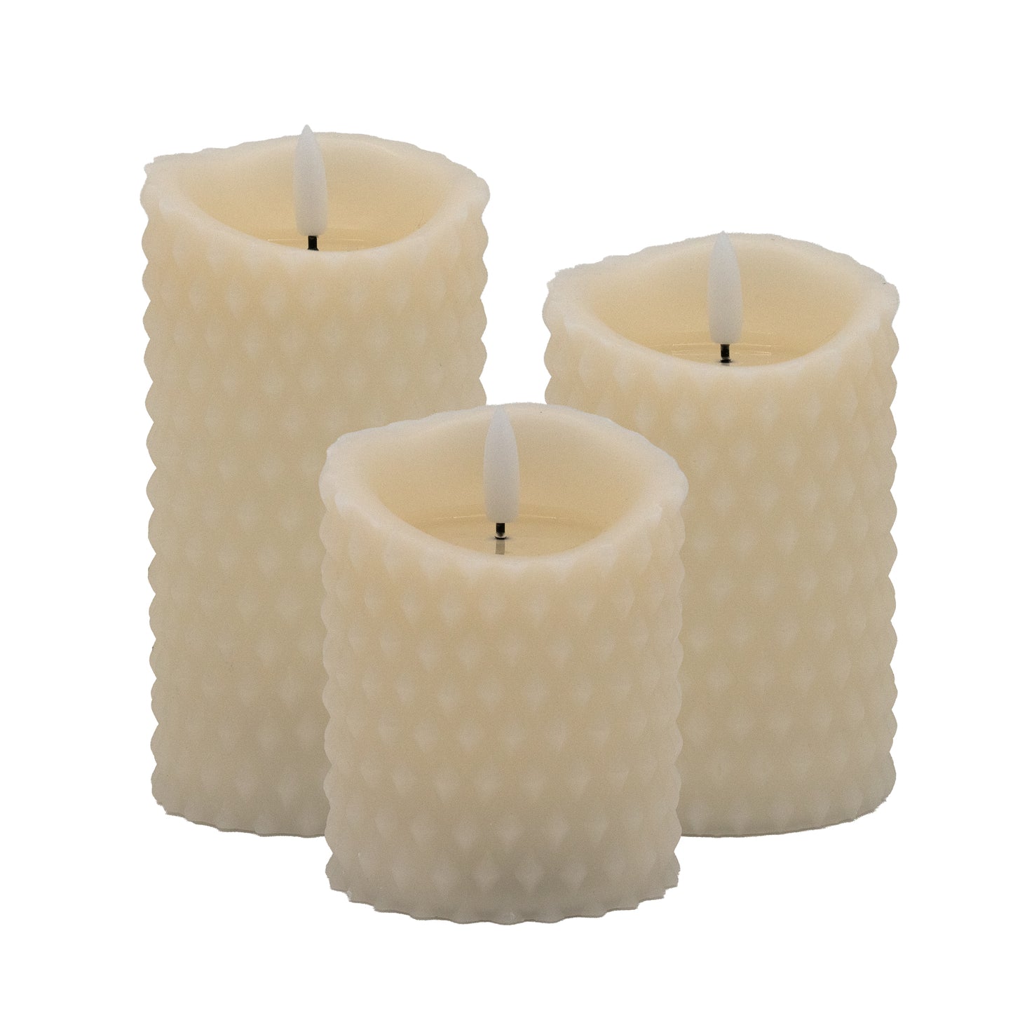 Battery-Operated Textured Candles - Set of 3