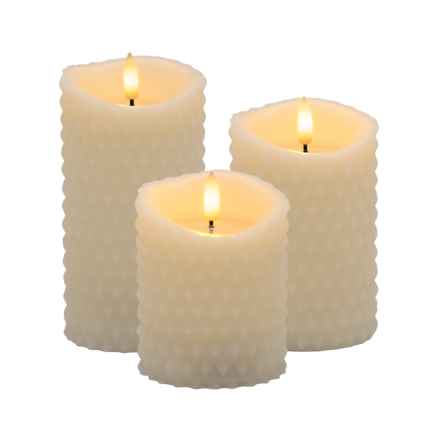 Battery-Operated Textured Candles - Set of 3