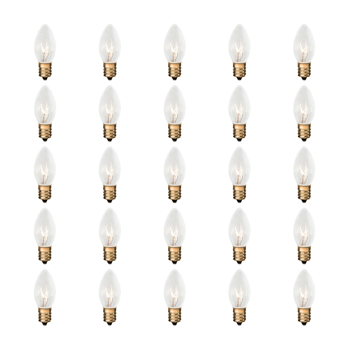 C7 Clear LED Light Bulbs - Set of 25