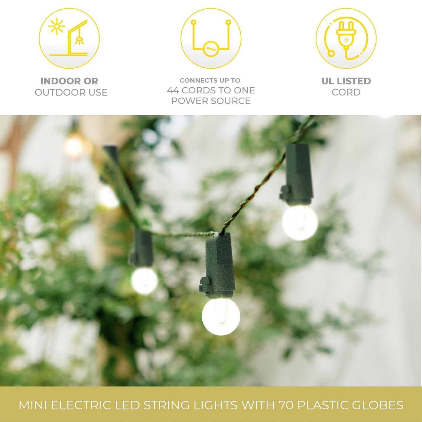 Electric String Lights - Plastic Globes - warm white