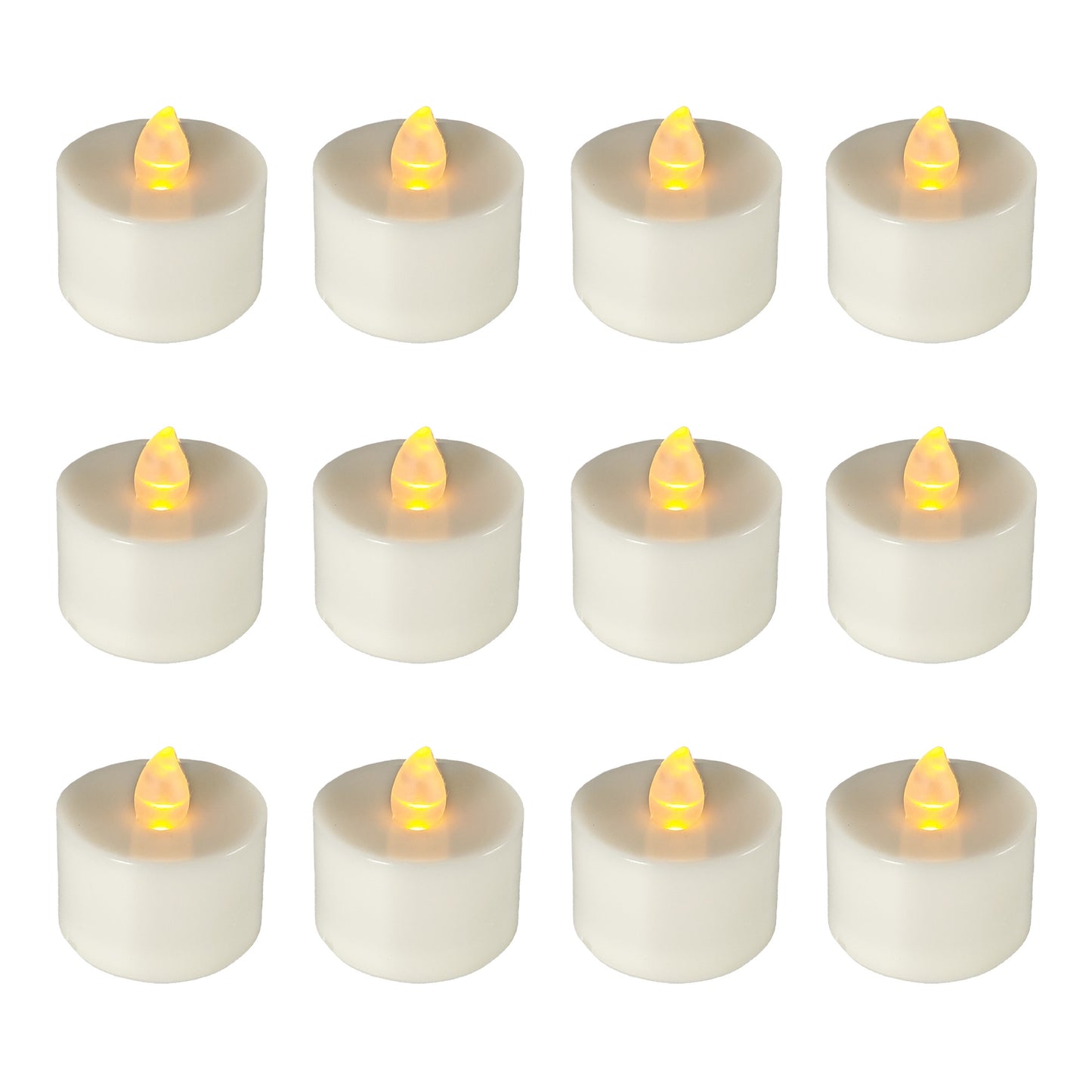 Weather-Resistant Battery-Operated Tea Light Candles, Amber - Set of 12