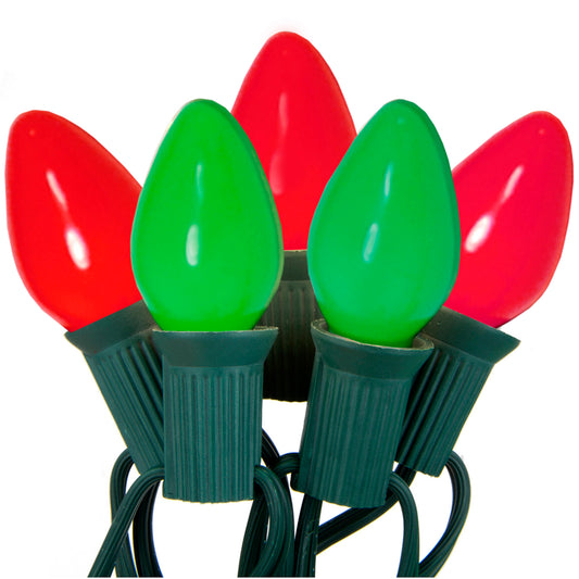 Electric String Lights with 10 C7- 5-Watt Bulbs - red & green