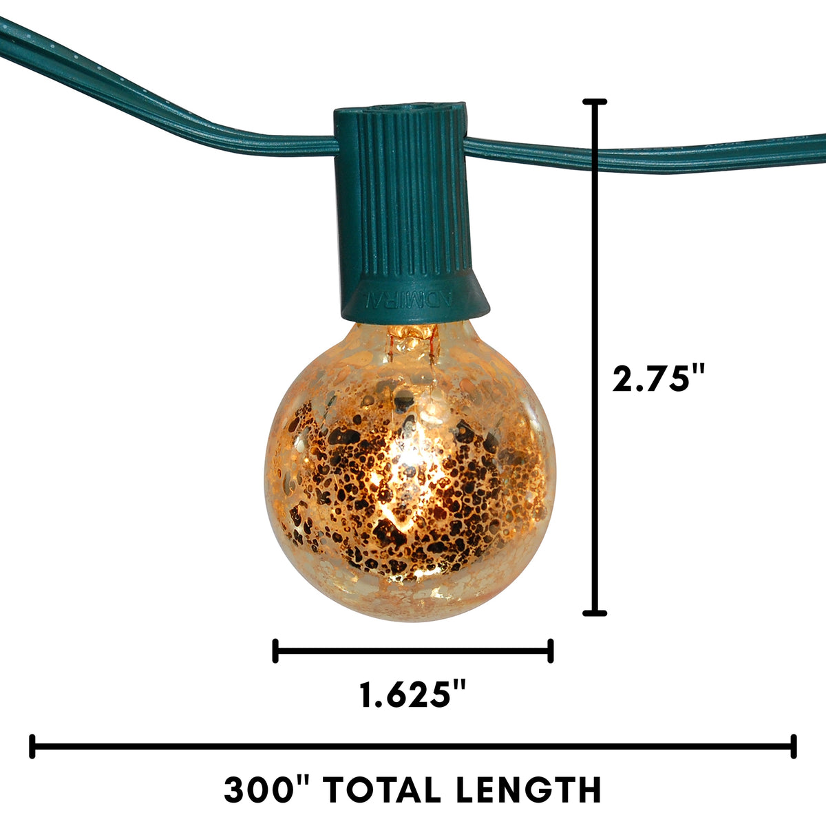Electric Globe String Lights with 25 Gold Mercury Bulbs