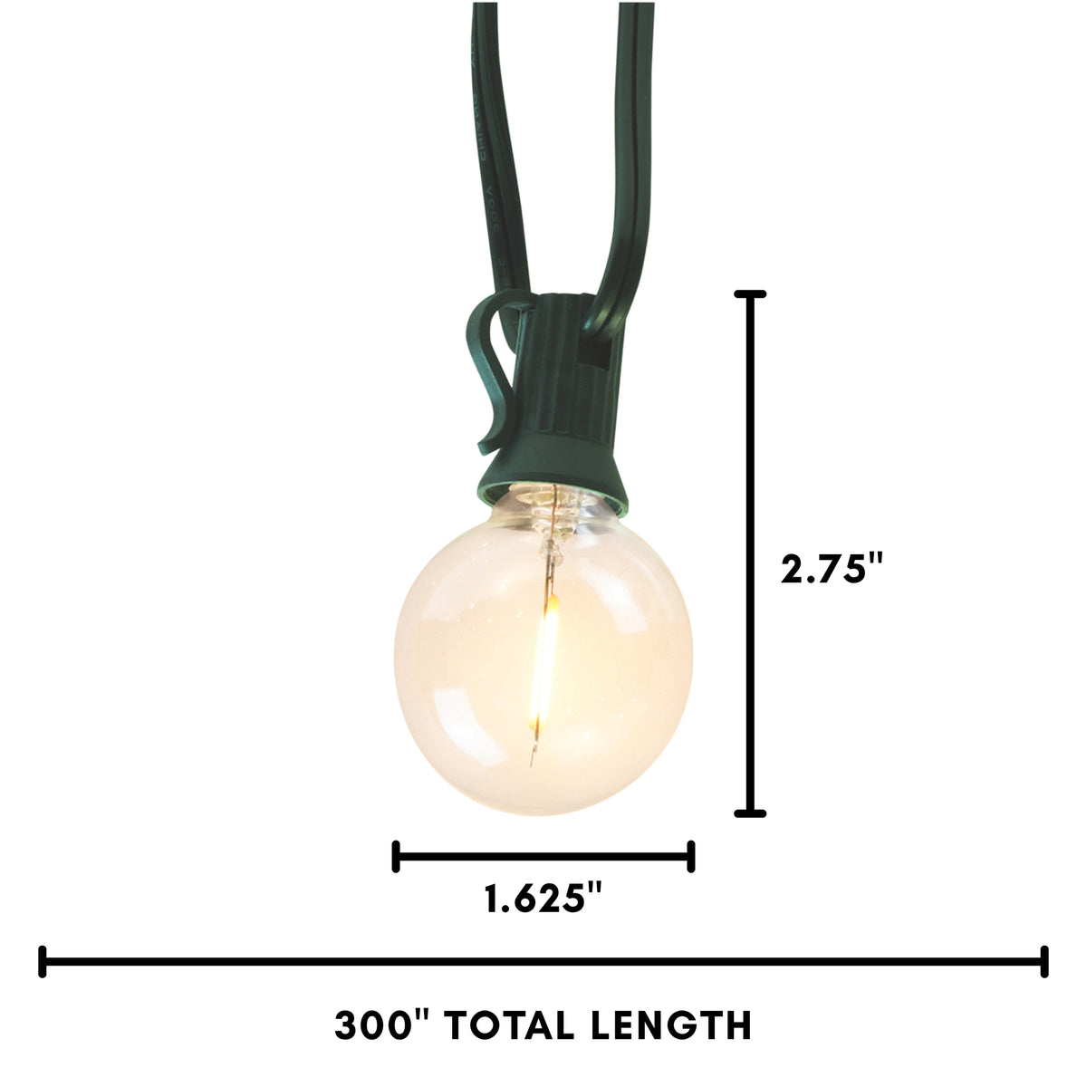 Electric LED Globe String Lights with 25 Clear Bulbs