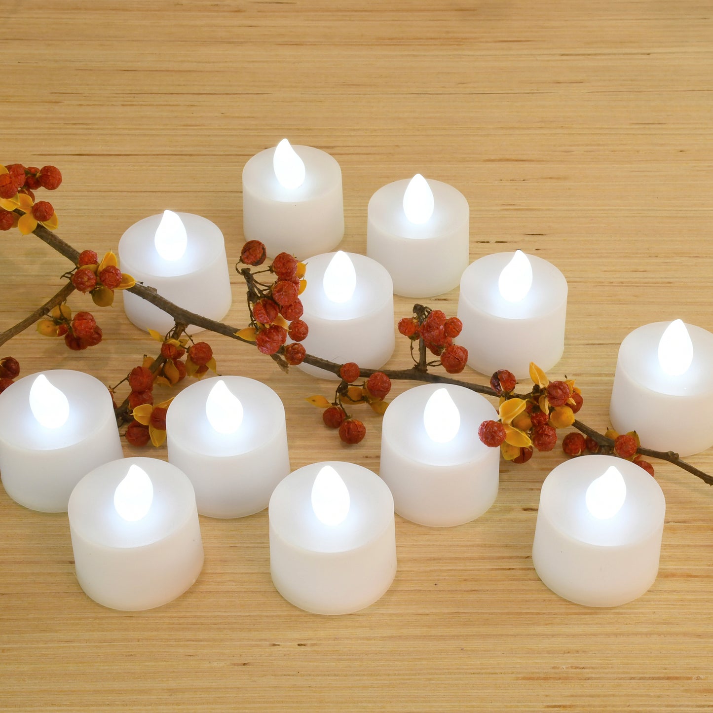 Battery-Operated Tea Light Candles - Set of 12