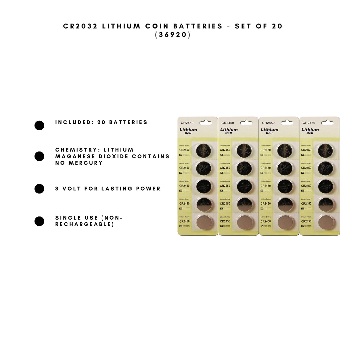 Lithium Coin Batteries - Set of 20
