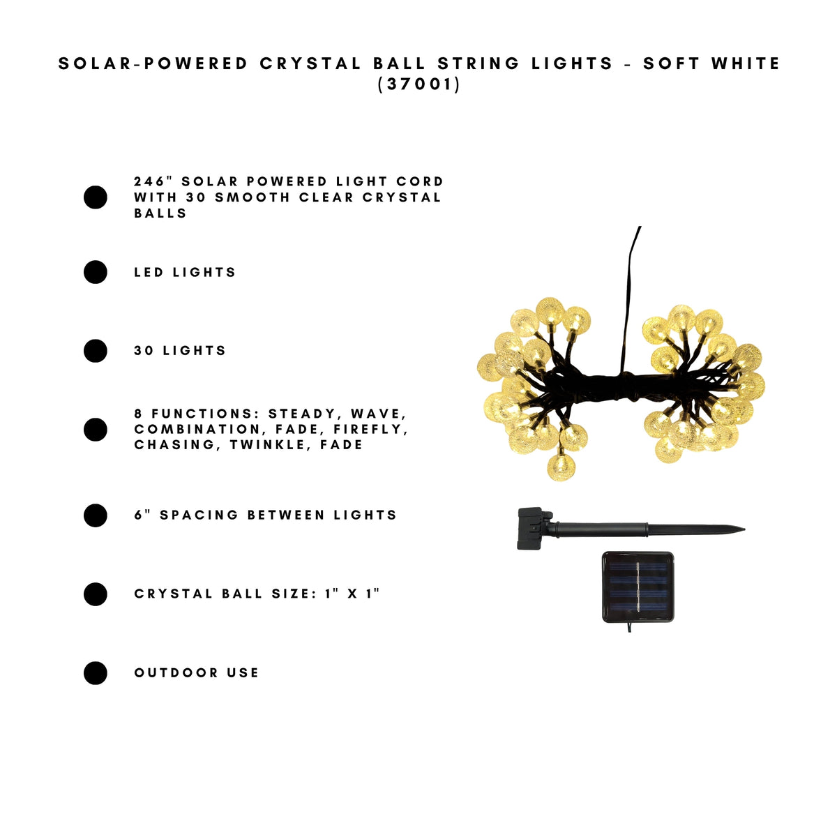 Solar-Powered Crystal Ball String Lights