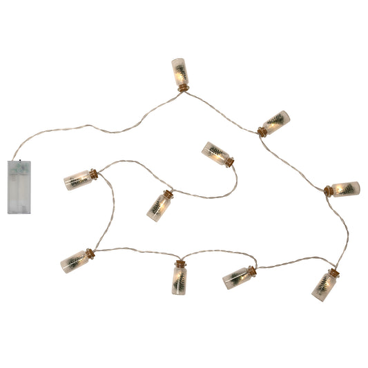 Battery Operated Mini String Lights with Winter Scene in Glass Bottles