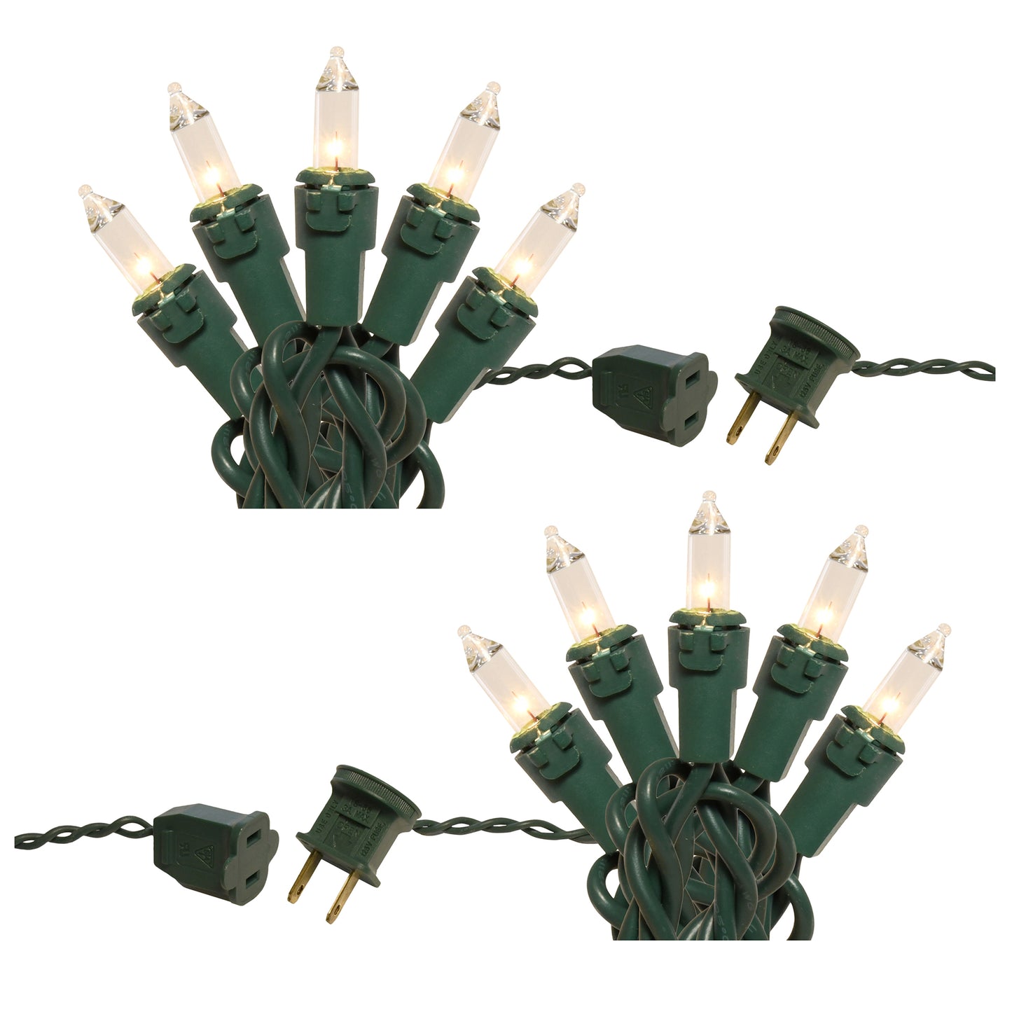 Electric Mini String Lights with 100 Clear Bulbs - Set of 2