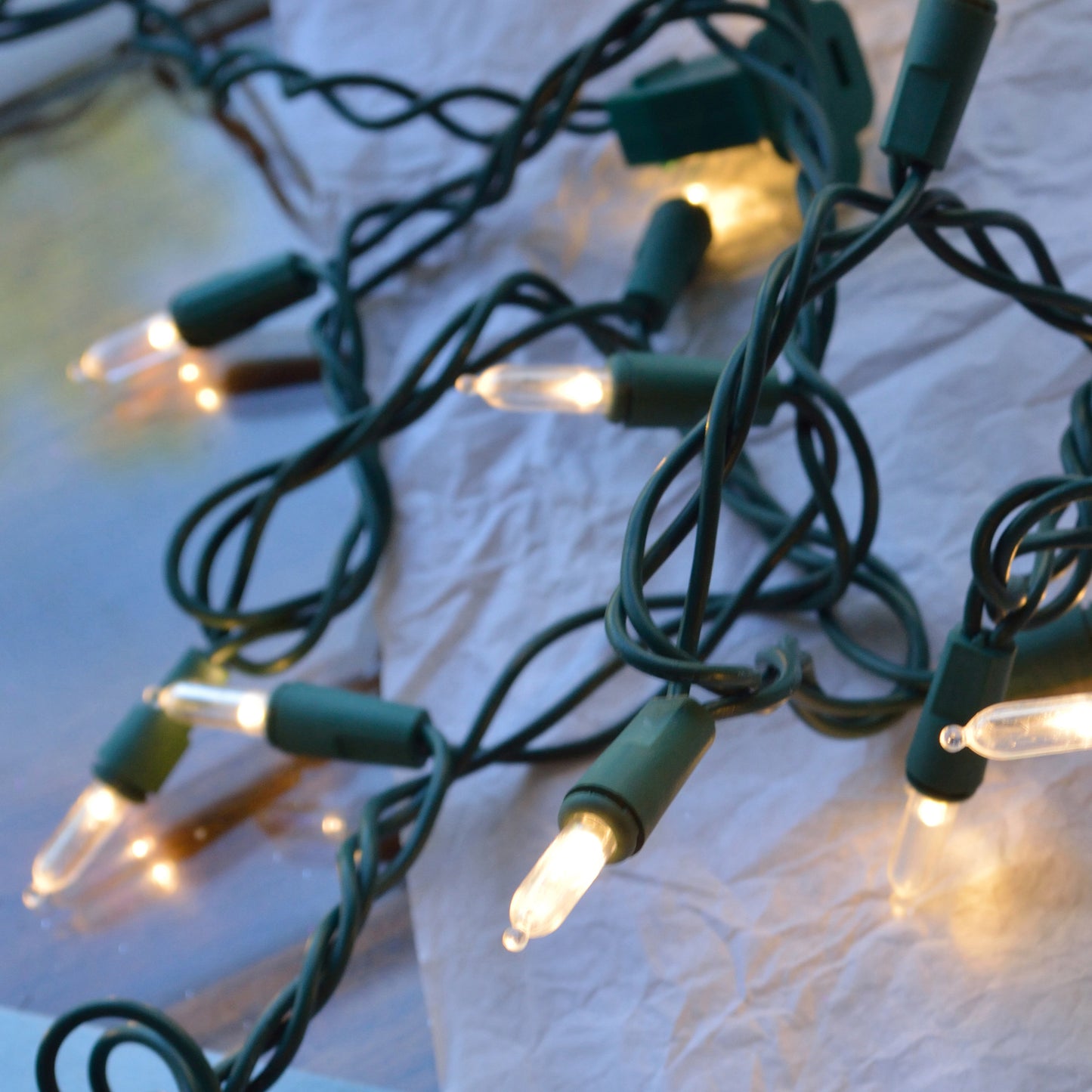 Electric Mini String Lights with 100 Clear Bulbs - Set of 2