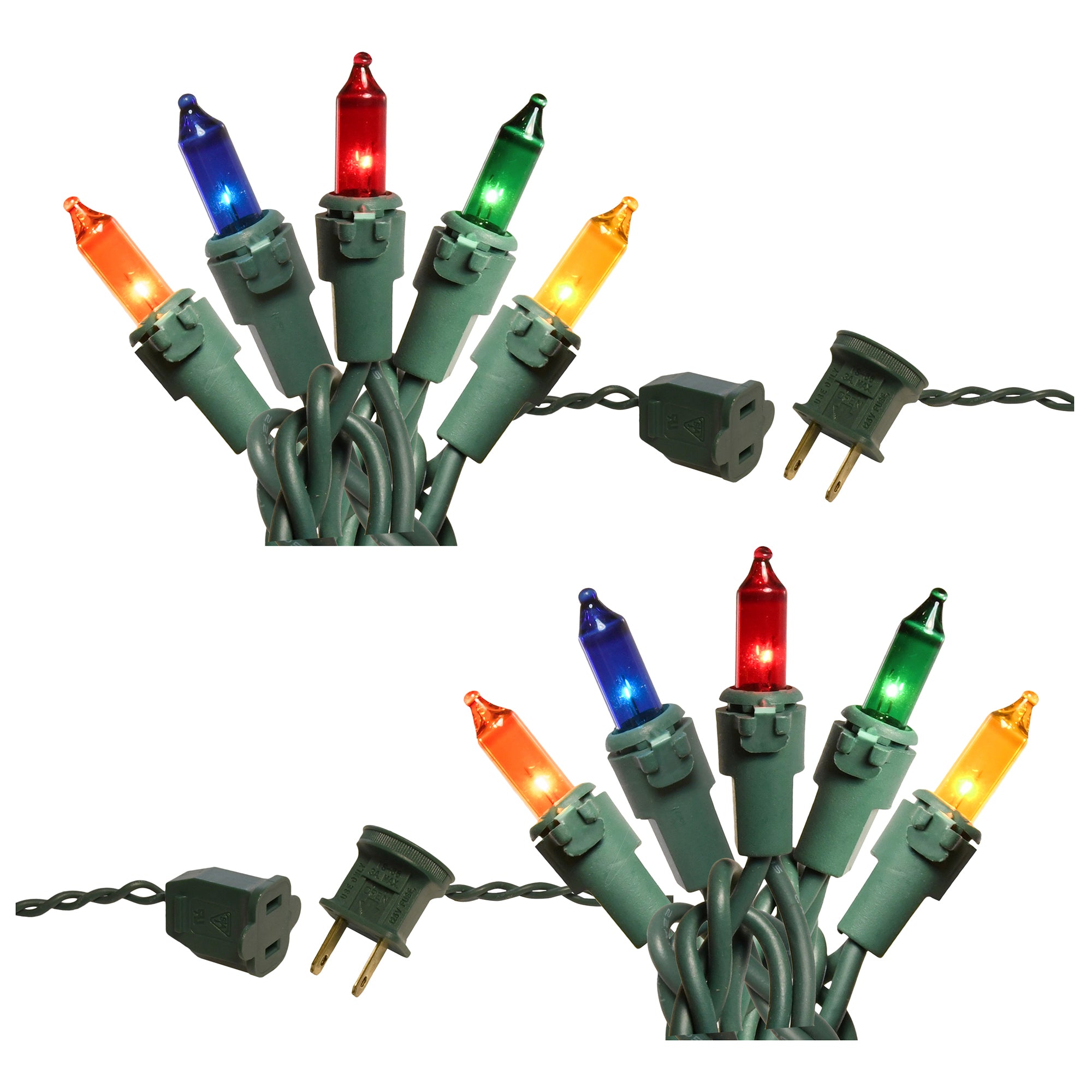 String Light Small Base Electric Mini String Lights with 100 Multicolor Bulbs - Set of 2 – LumaBase