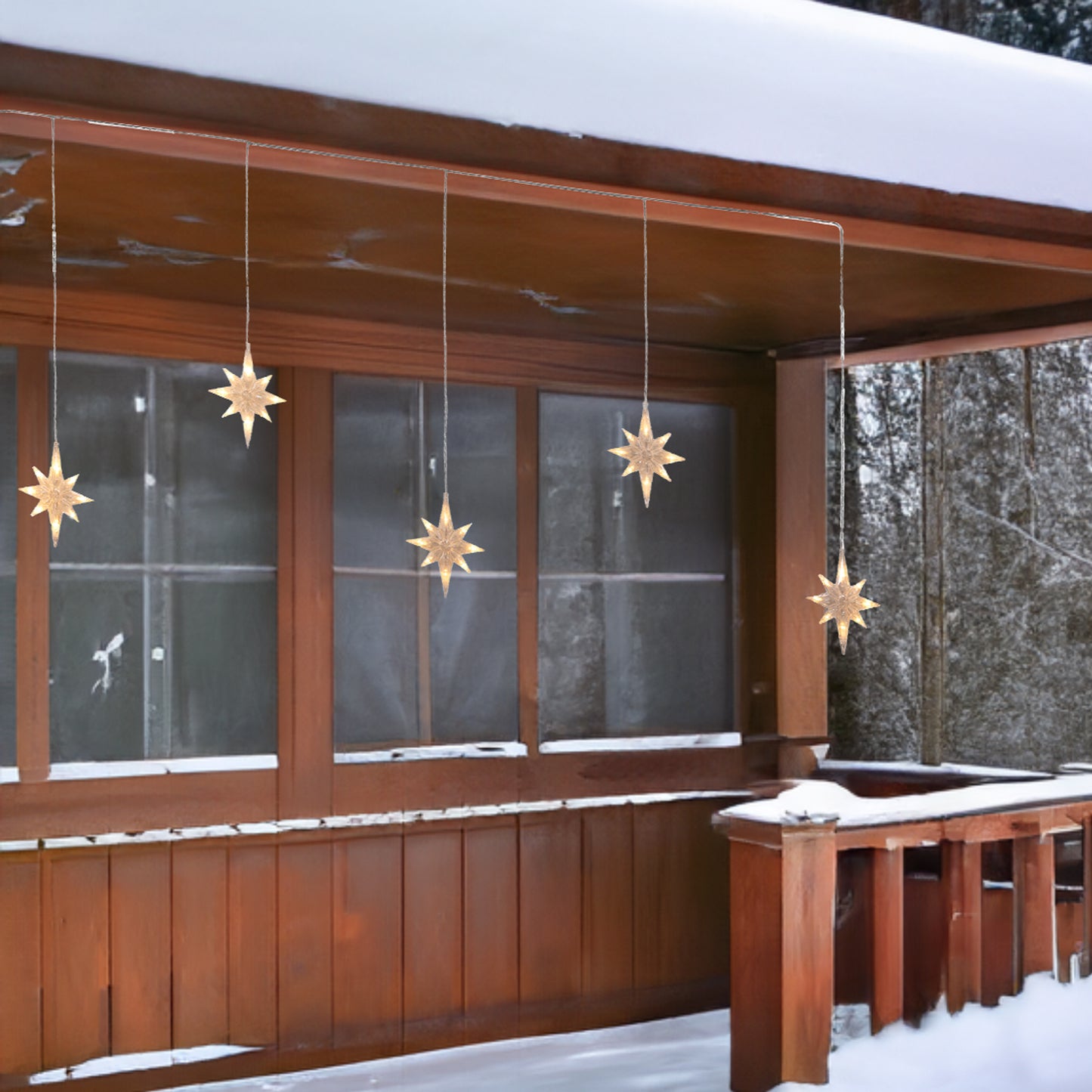 Electric North Star LED Curtain String Lights with White LED Lights