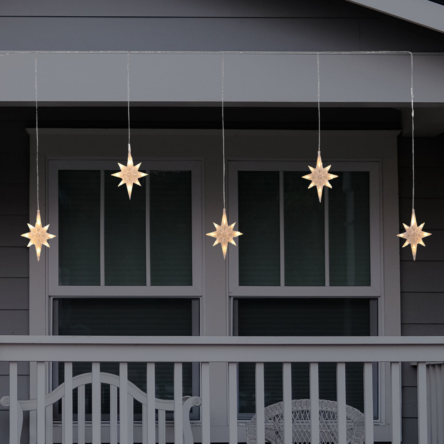 Electric North Star LED Curtain String Lights with White LED Lights