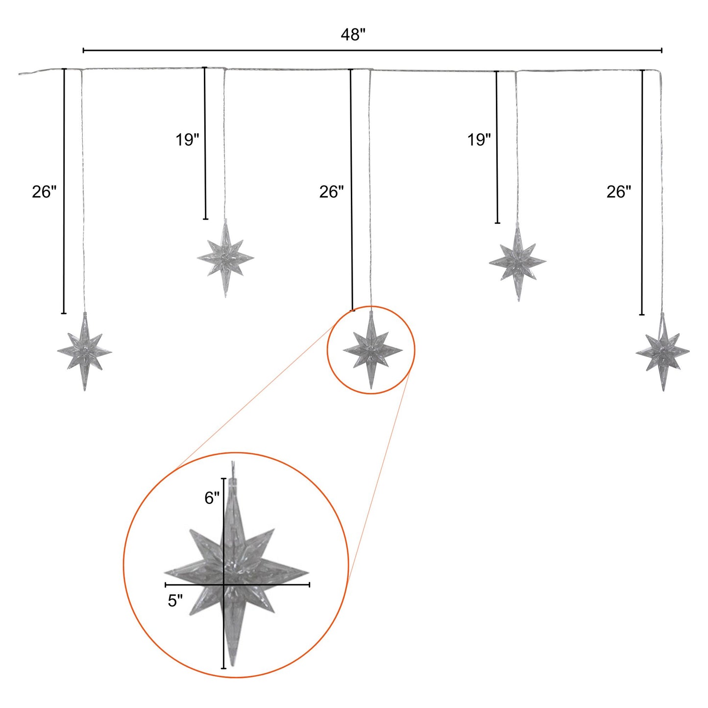 Electric North Star LED Curtain String Lights with White LED Lights
