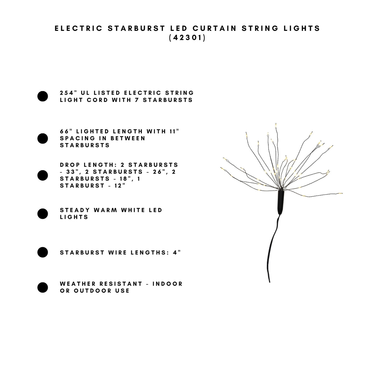 Electric Starburst LED Curtain String Lights