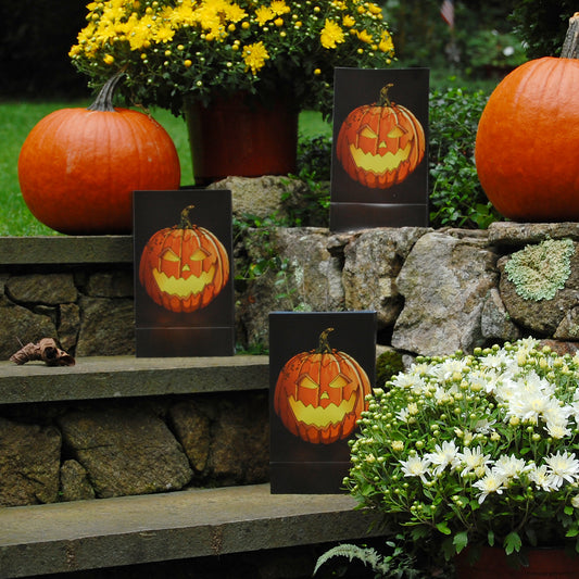 Plastic Luminaria Bags, Jack O'Lantern - Set of 12