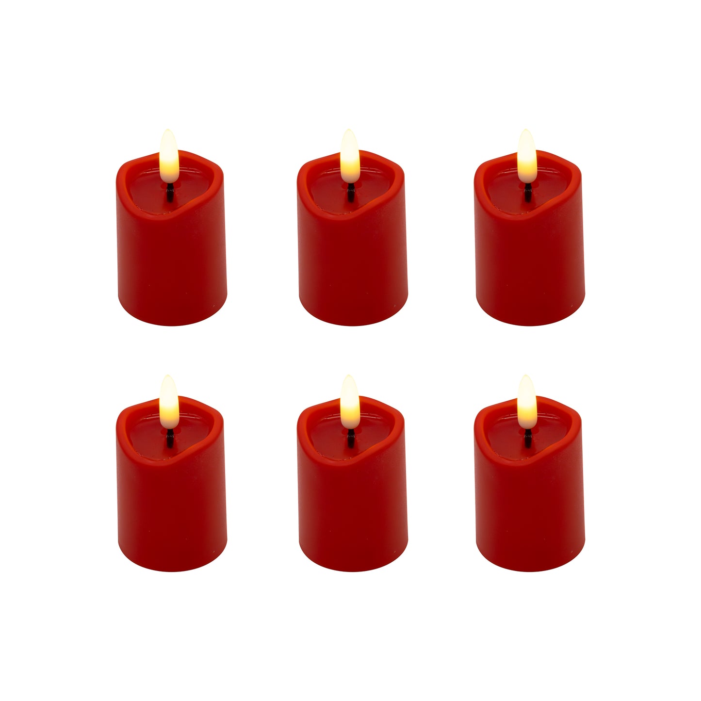 Battery Operated 3D Wick Flame Mini Pillars - Set of 6