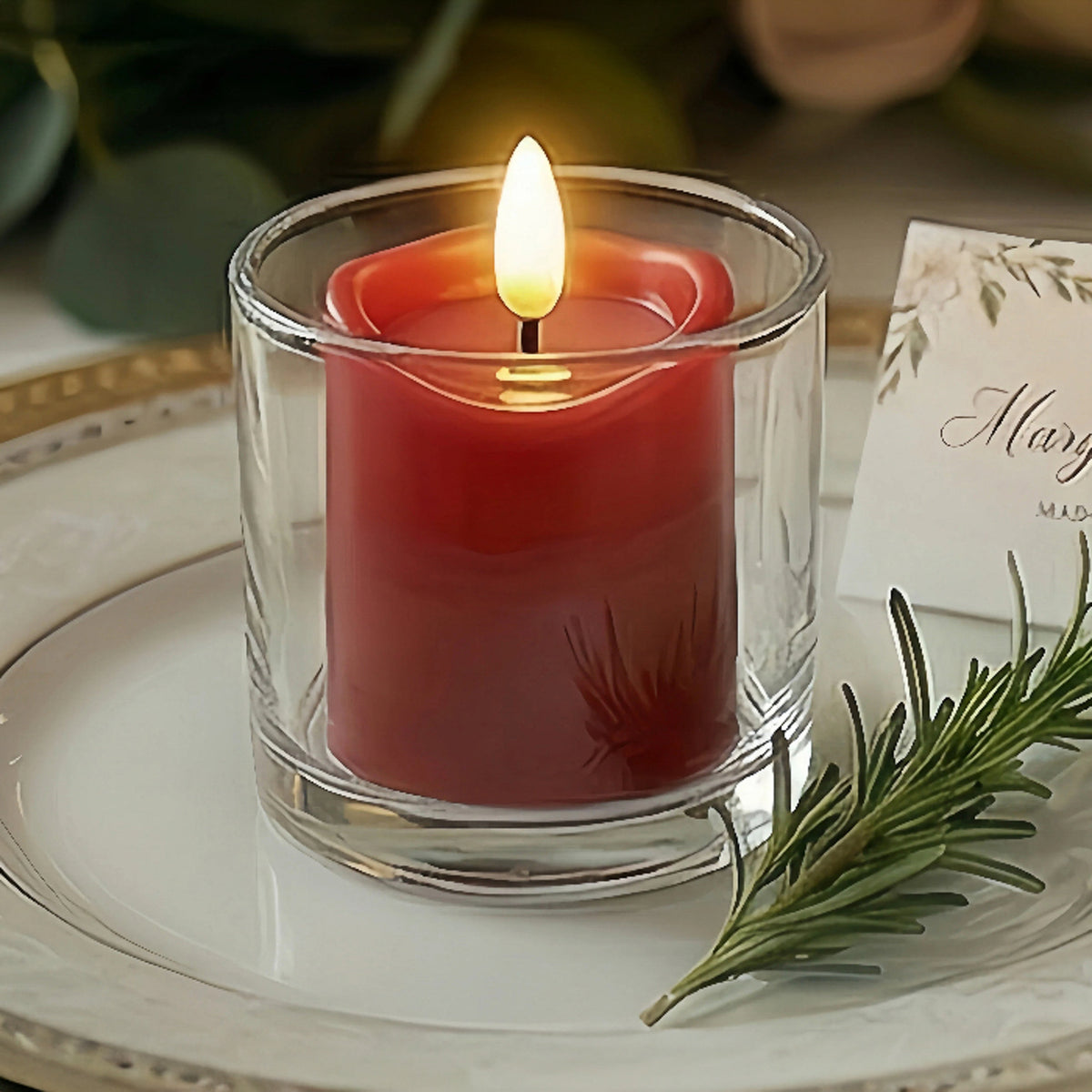 Battery-Operated 3D Wick Flame Mini Pillars - Set of 6