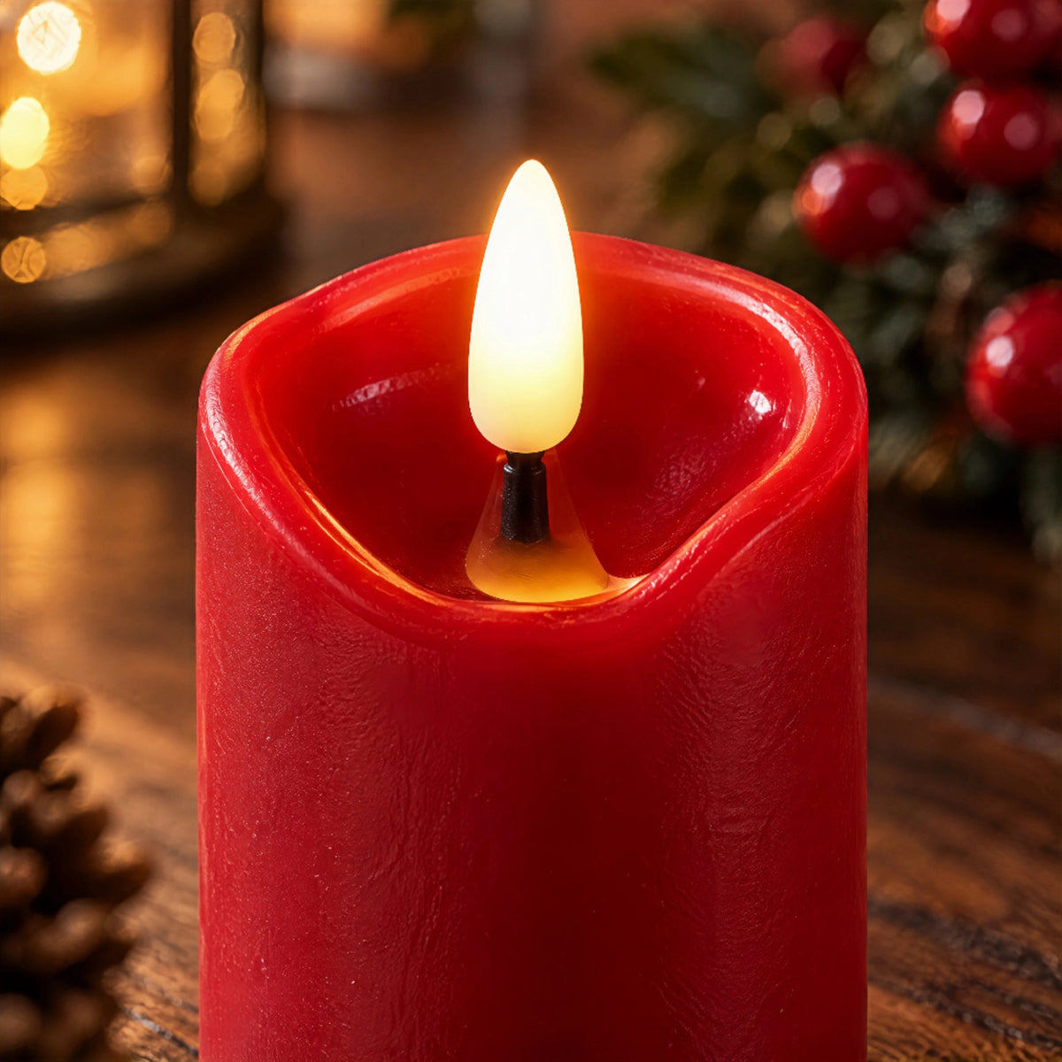 Battery-Operated 3D Wick Flame Mini Pillars - Set of 6