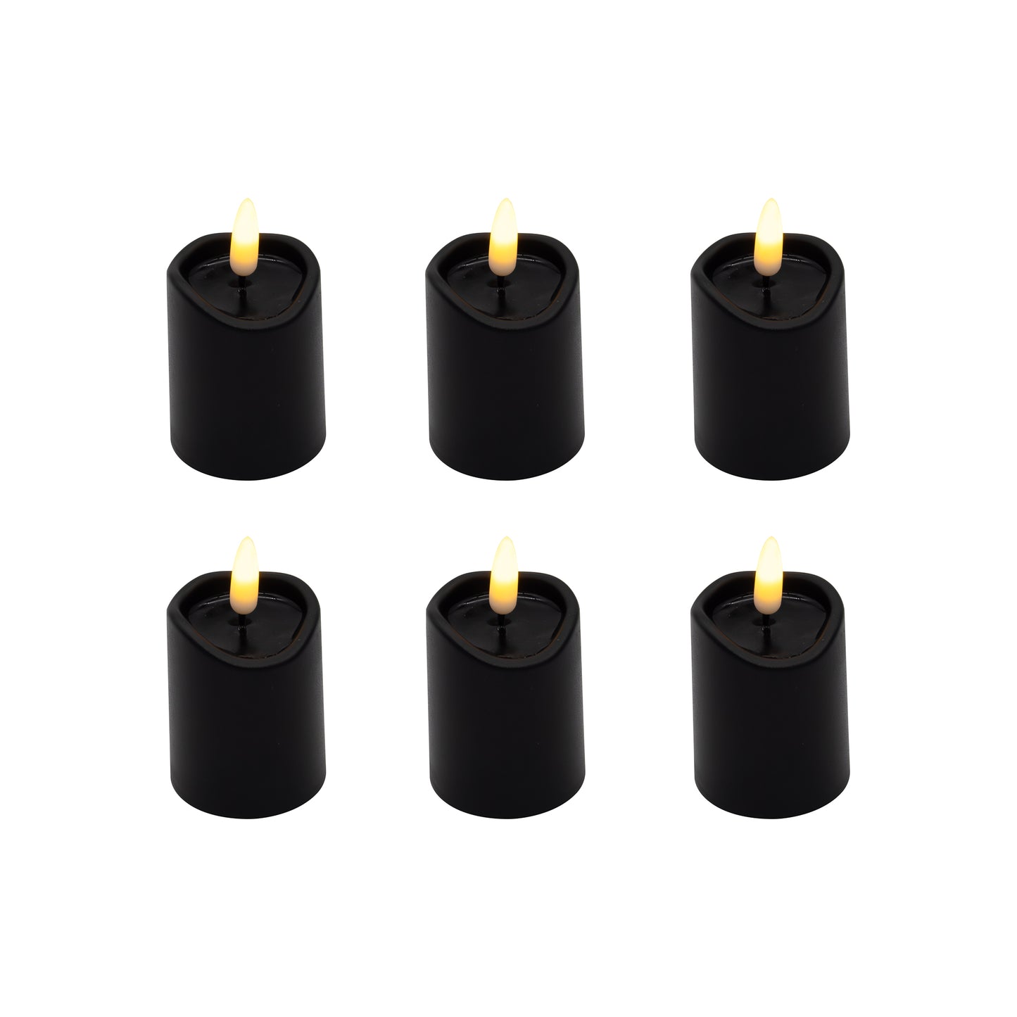 Battery Operated 3D Wick Flame Mini Pillars - Set of 6