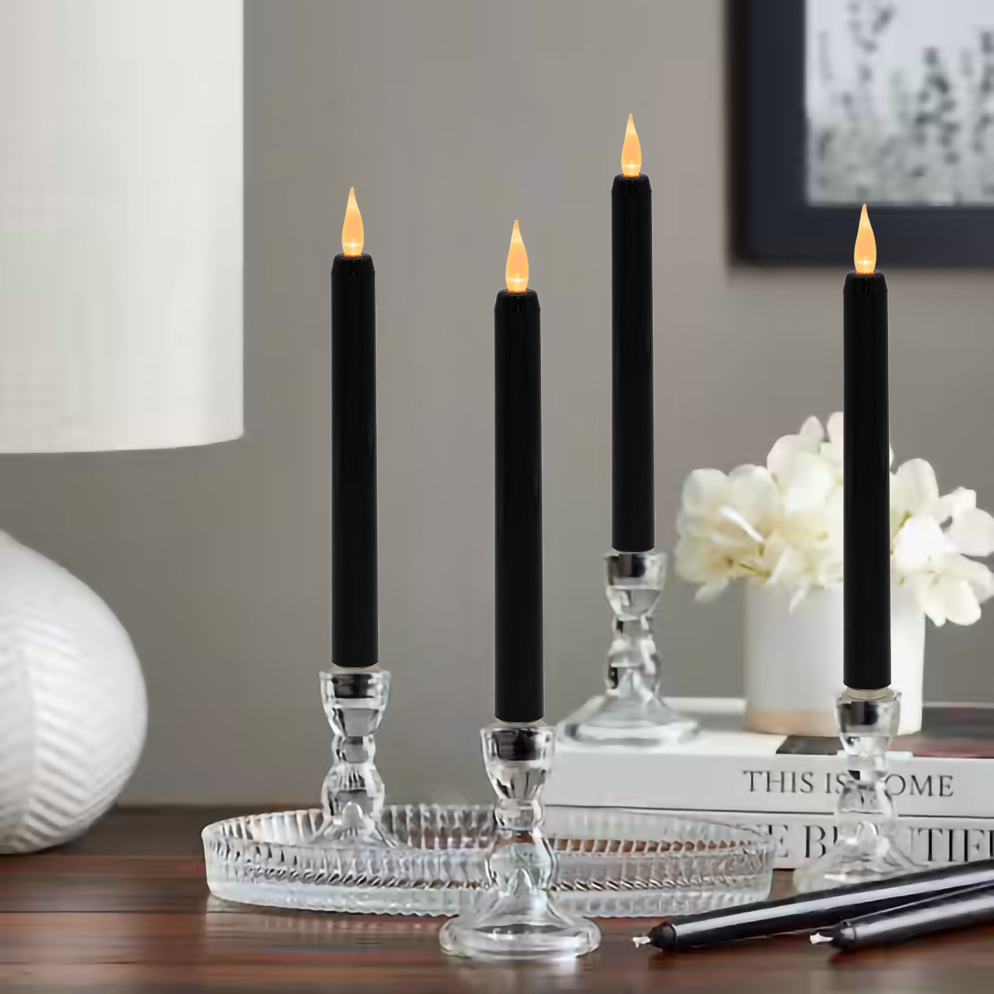 Battery-Operated Taper Candles - Set of 4