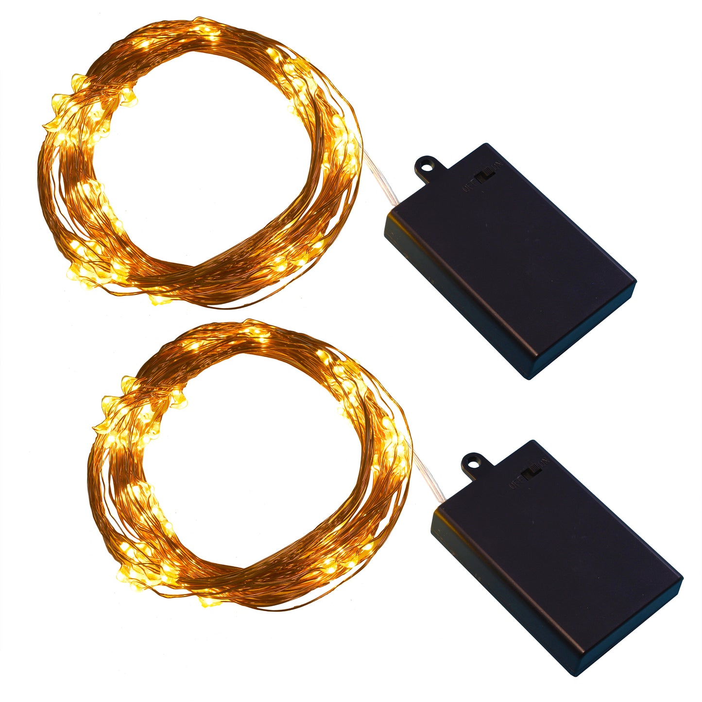 Battery Operated Multi Strand Fairy String Lights - Set of 2 - Warm White-Copper Cord