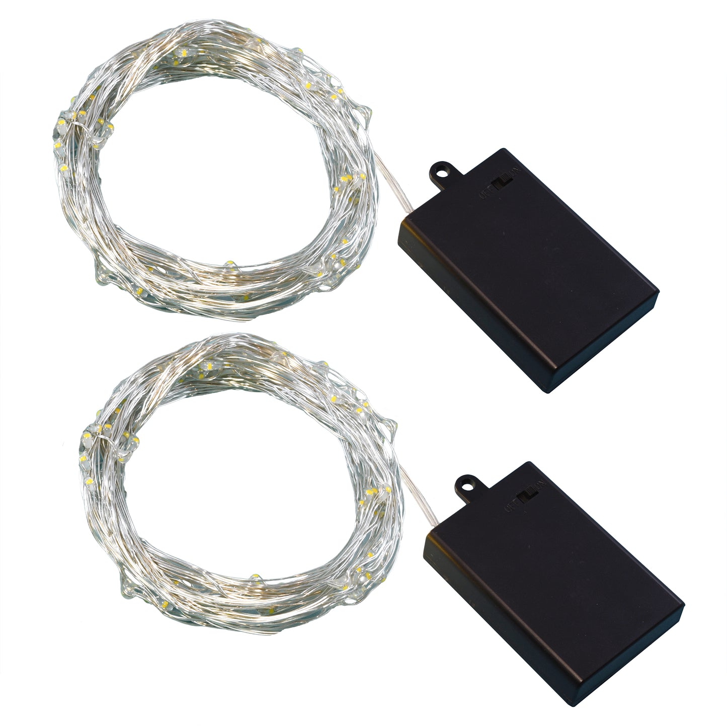 Battery Operated Multi Strand Fairy String Lights - Set of 2 - Multi Color-Silver Cord