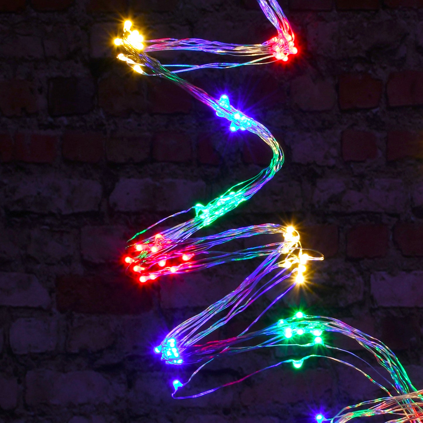 Battery Operated Multi Strand Fairy String Lights - Set of 2 - Multi Color-Silver Cord