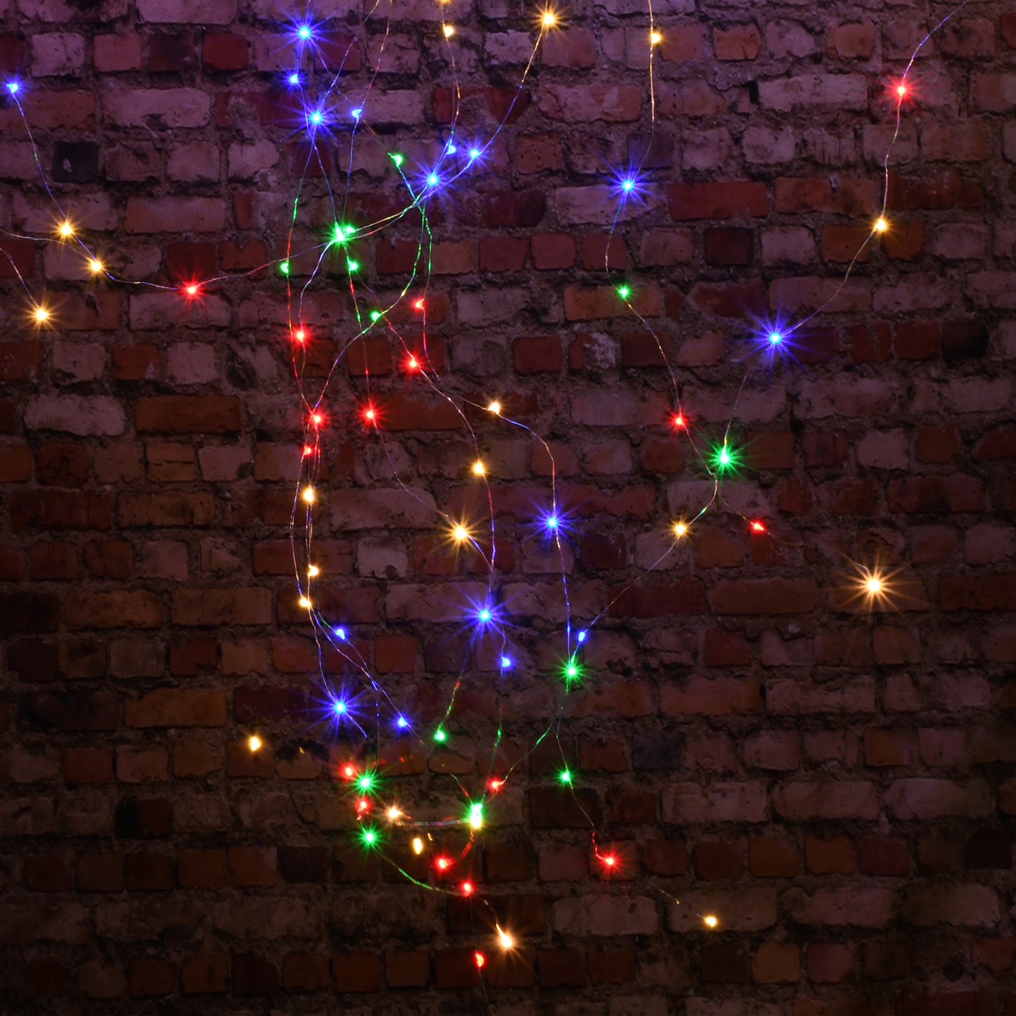 Battery Operated Multi Strand Fairy String Lights - Set of 2 - Multi Color-Silver Cord