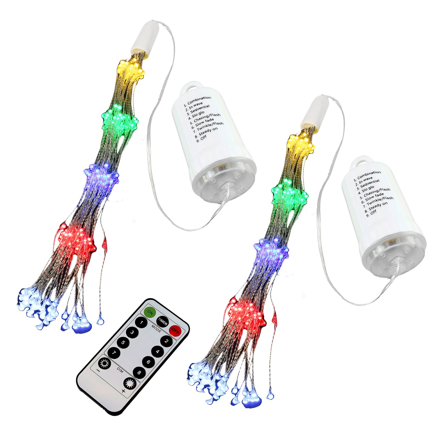 Battery-Operated Starburst Lights with Remote Control - Set of 2