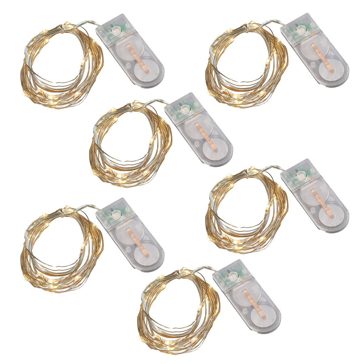 Battery-Operated LED Fairy String Lights - Set of 6