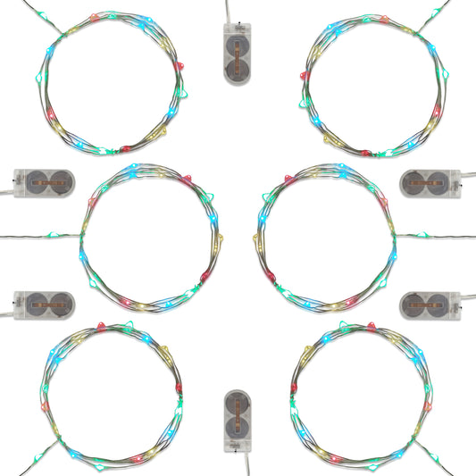 Battery Operated LED Fairy String Lights - Set of 6 - Multicolor