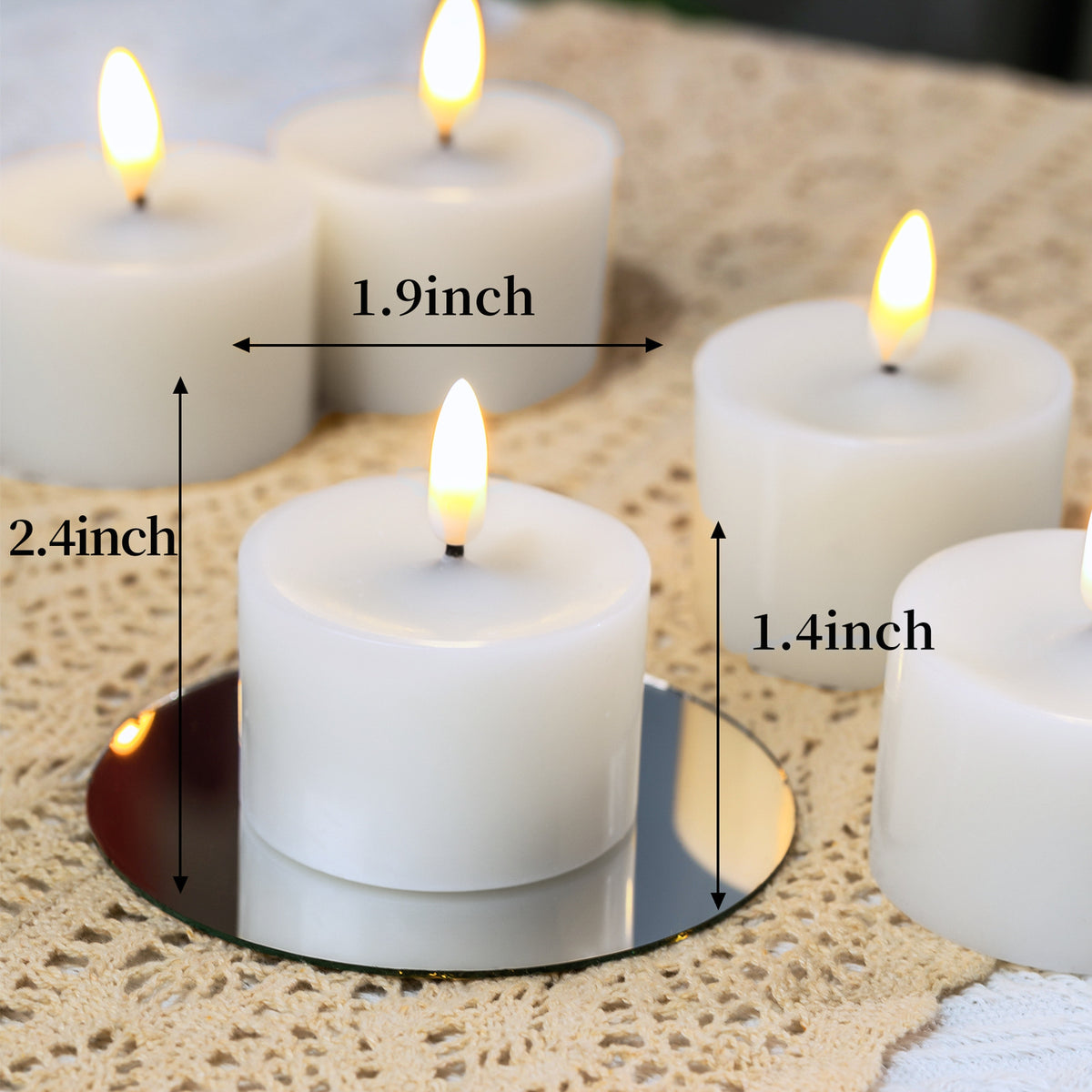 Battery-Operated 3D Wick Flame Wax Candles - Set of 6