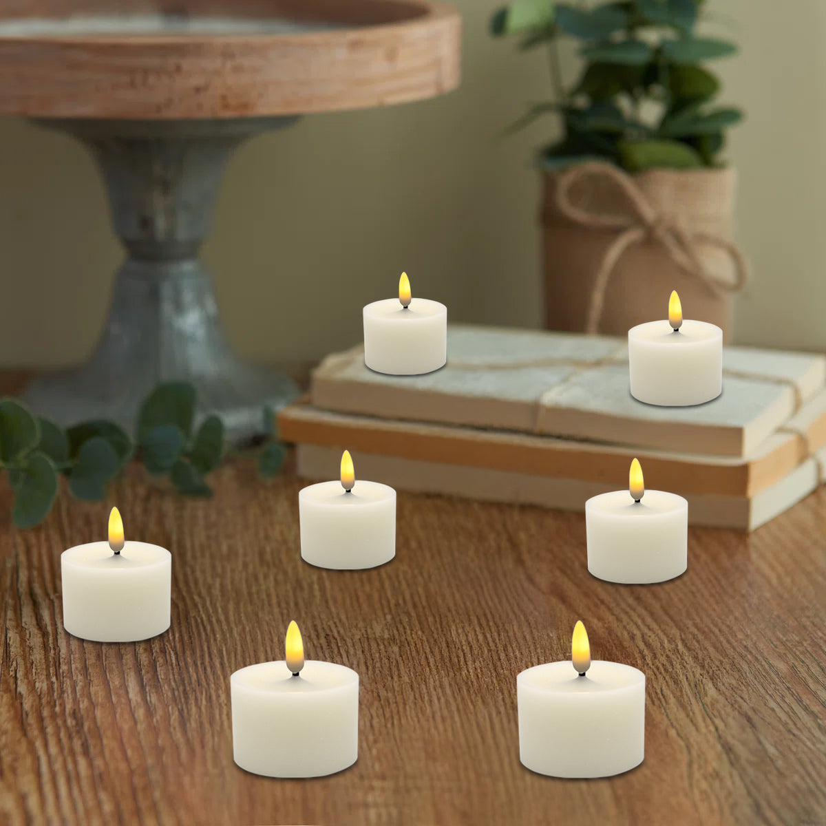 Battery-Operated 3D Wick Flame Wax Candles - Set of 6