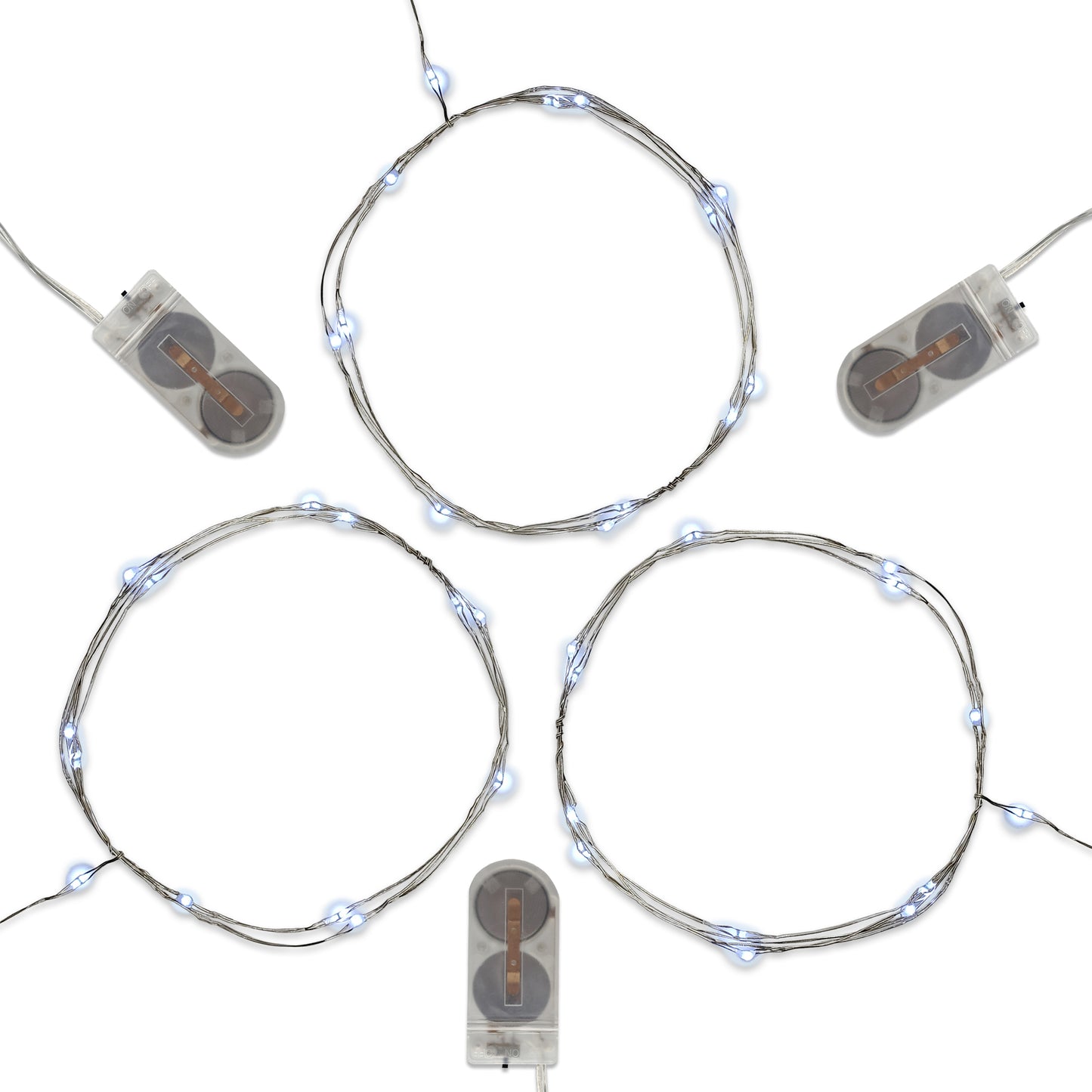 Battery Operated LED Fairy String Lights- Set of 3 - Cool White