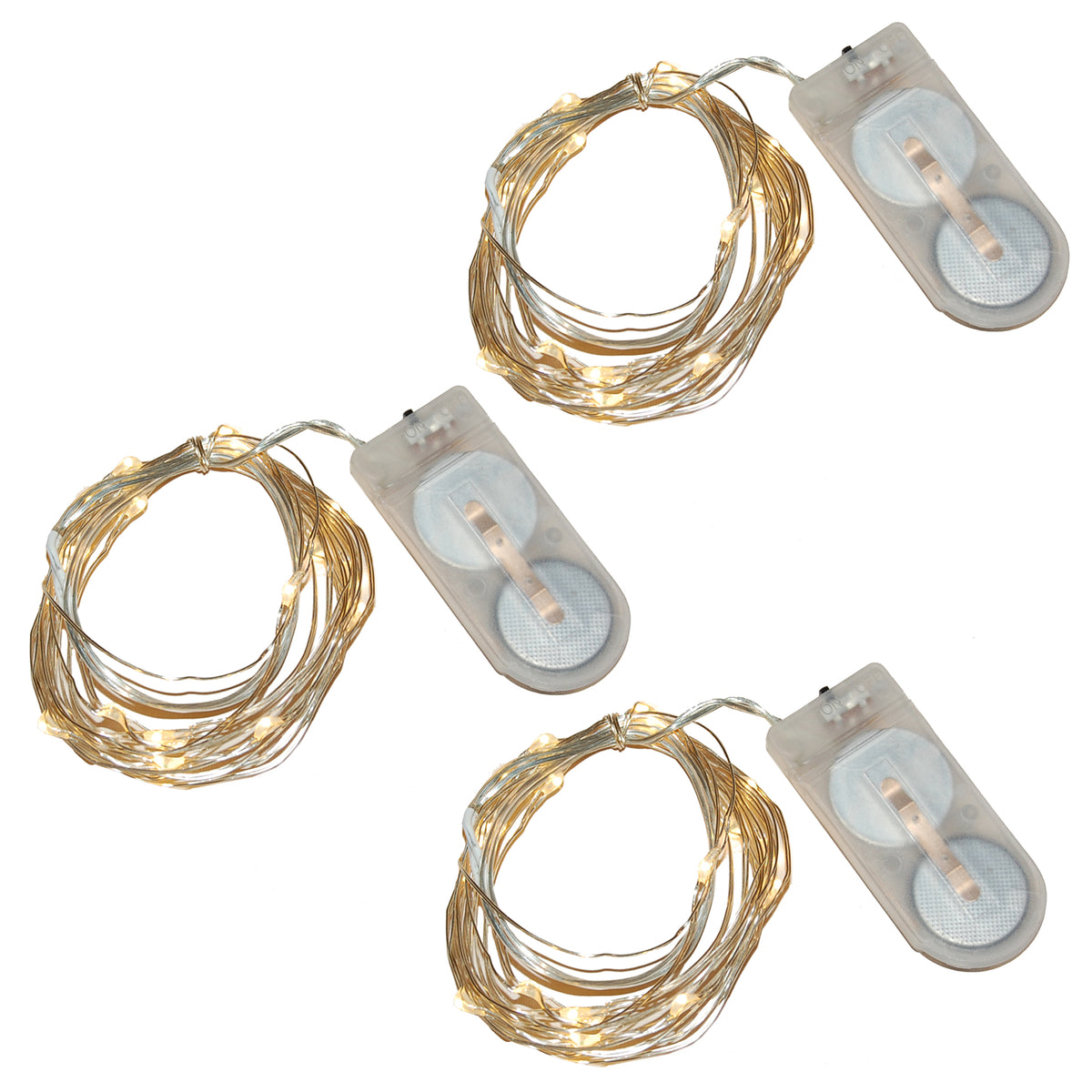 Battery-Operated LED Fairy String Lights - Set of 3
