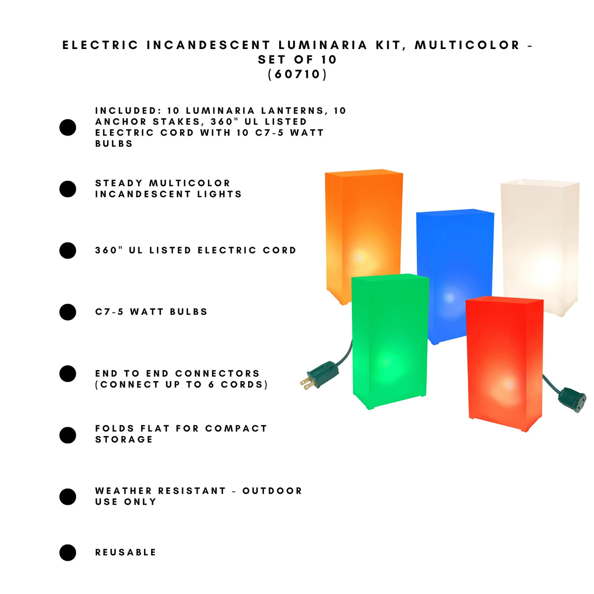 Electric Incandescent Luminaria Kit - Set of 10