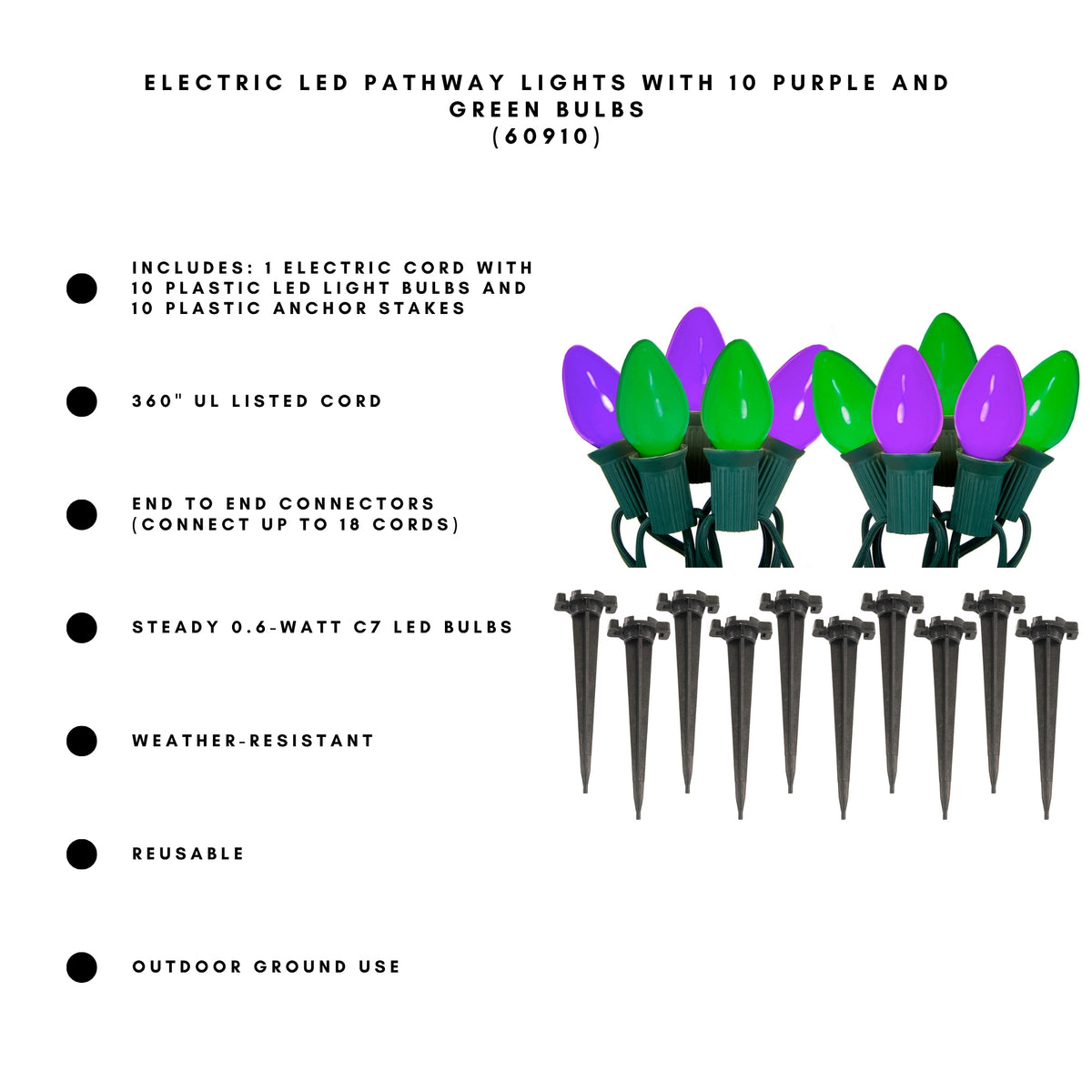 Electric LED Pathway Lights with 10 Bulbs