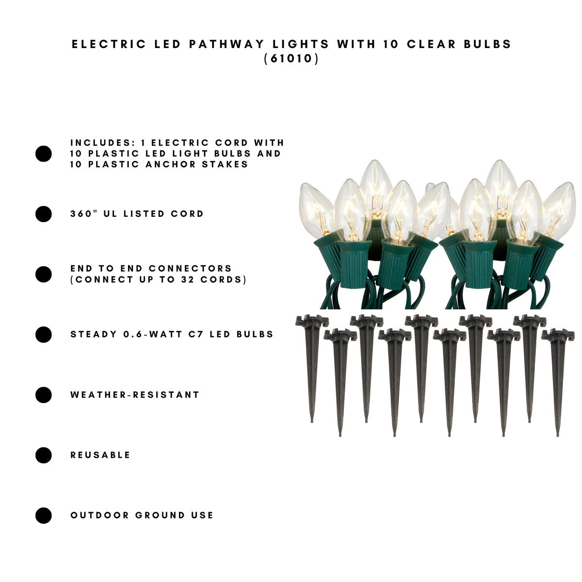 Electric LED Pathway Lights with 10 Bulbs