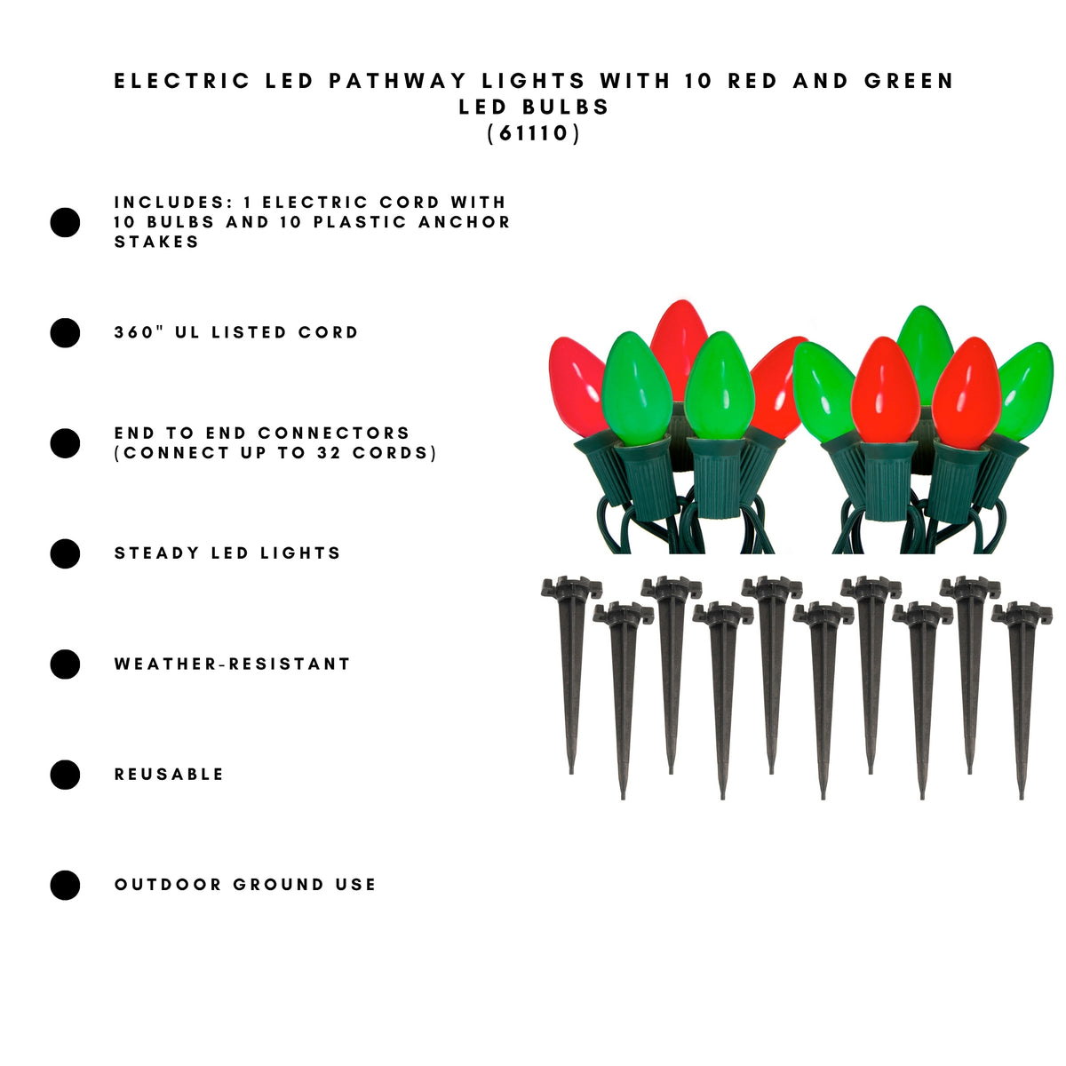 Electric LED Pathway Lights with 10 Bulbs