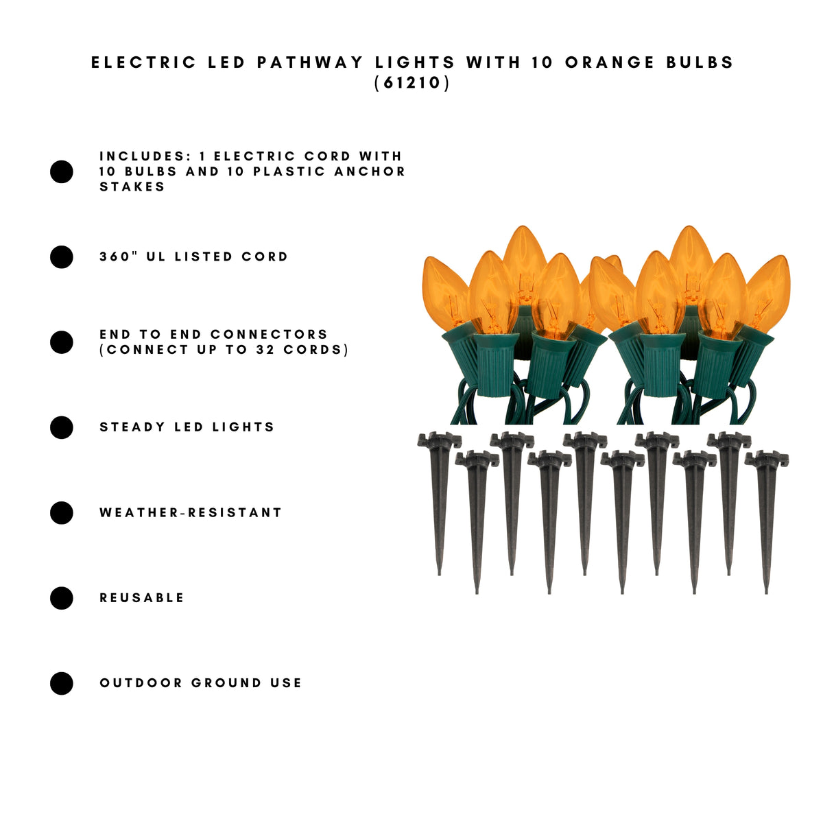 Electric LED Pathway Lights with 10 Bulbs