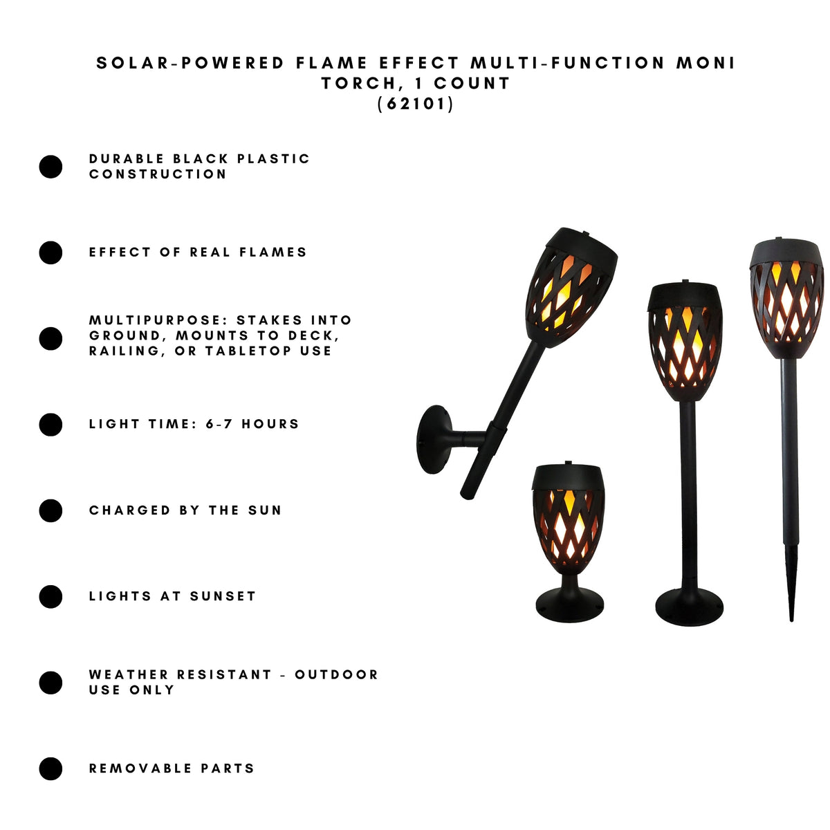 Solar-Powered Flame-Effect Multi-Function Mini Torch, 1 Count